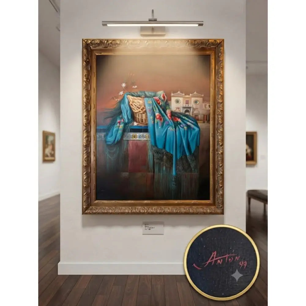 The heart of Andalusia with this stunning, large-scale oil painting, 47” tall by 40” wide