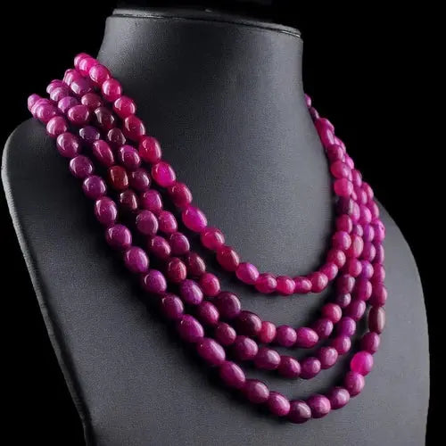 Very Attractive Pink Ruby 4 Strand 780 Cts Necklace Womens Jewelery ABC Jewelery