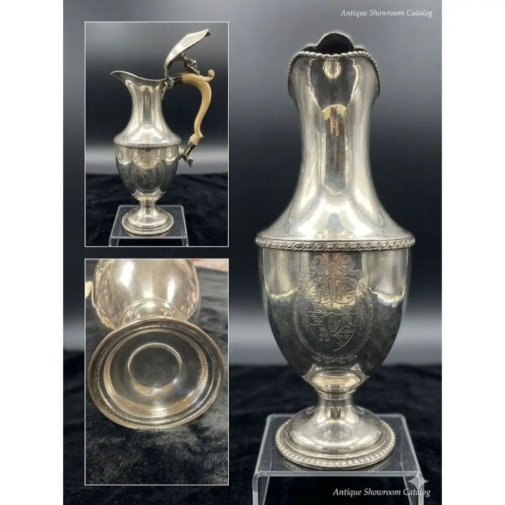 Vintage Silver-Tone Presentation Teapot with Gothic "E" Monogram