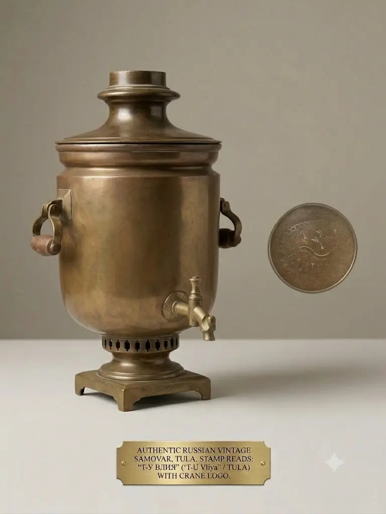 Vintage charcoal-fired samovar is a piece of Russian metal 