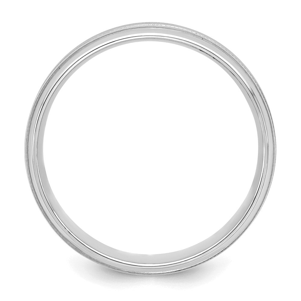 14k White Gold Heavy Comfort Fit Brush Satin Fancy Band
