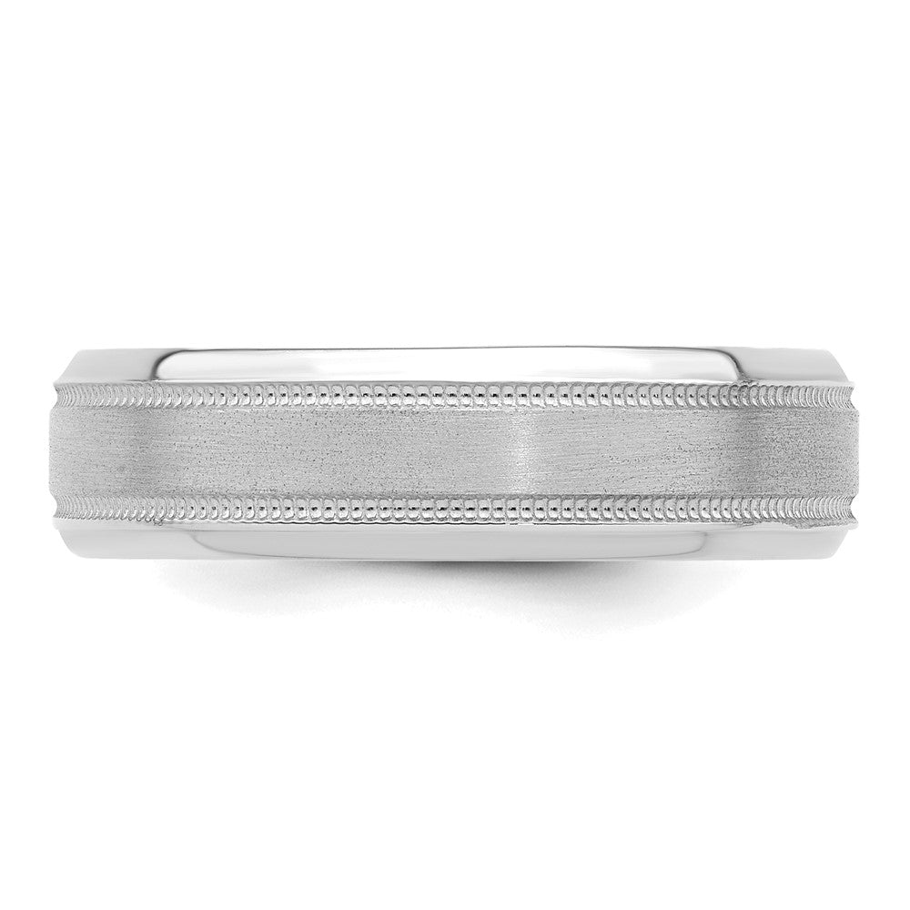 14k White Gold Heavy Comfort Fit Brush Satin Fancy Band