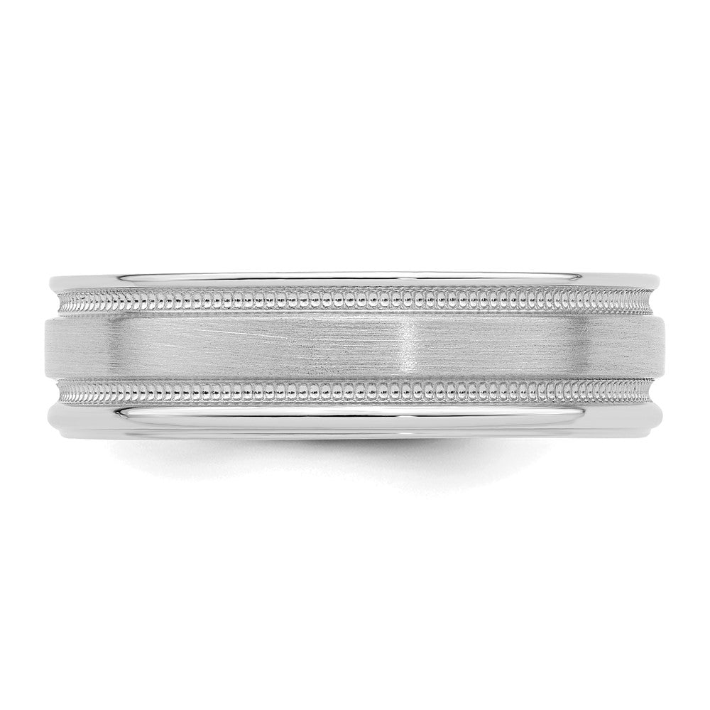 14k White Gold Light Comfort Fit Brush Satin Fancy Band