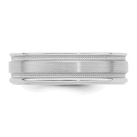 14k White Gold Heavy Comfort Fit Brush Satin Fancy Band
