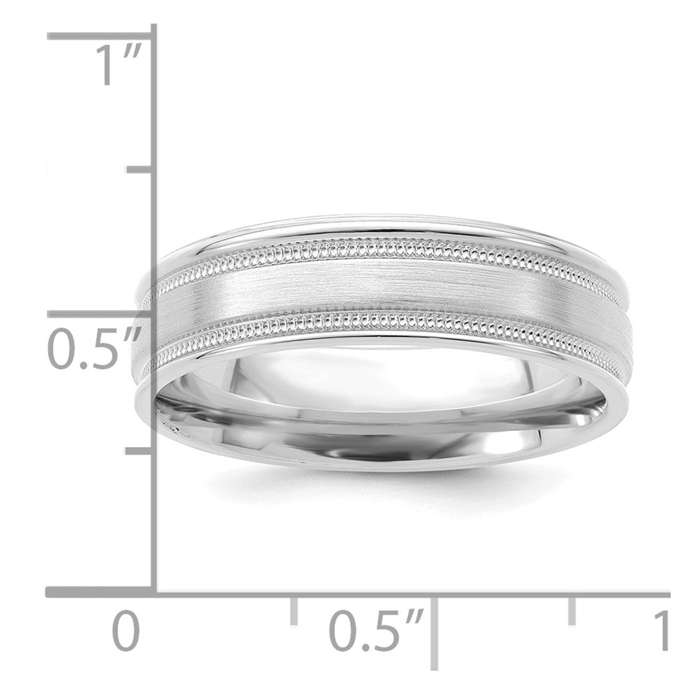 14k White Gold Light Comfort Fit Brush Satin Fancy Band