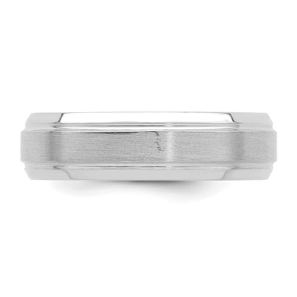 14k White Gold Heavy Comfort Fit Brush Satin Fancy Band