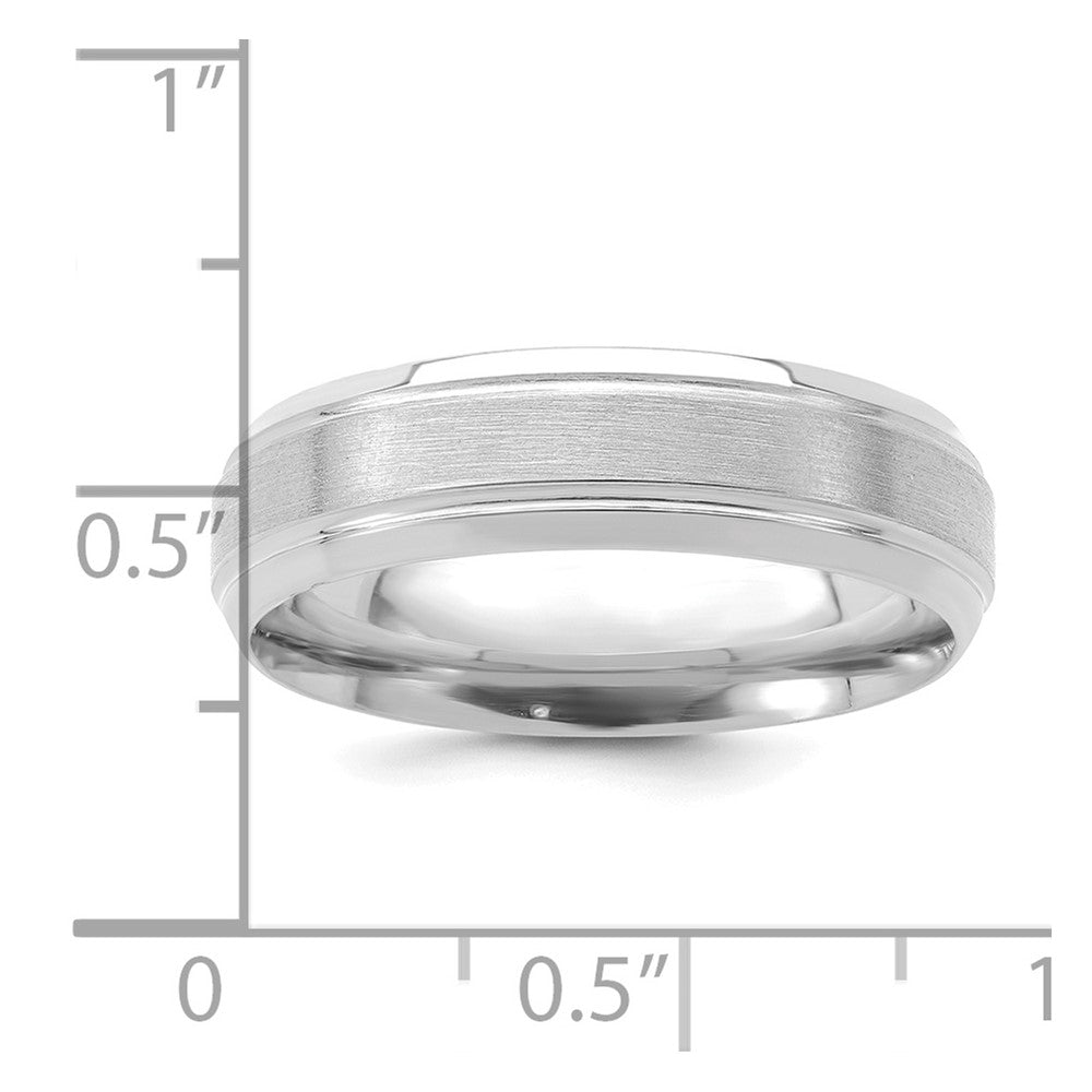 14k White Gold Heavy Comfort Fit Brush Satin Fancy Band