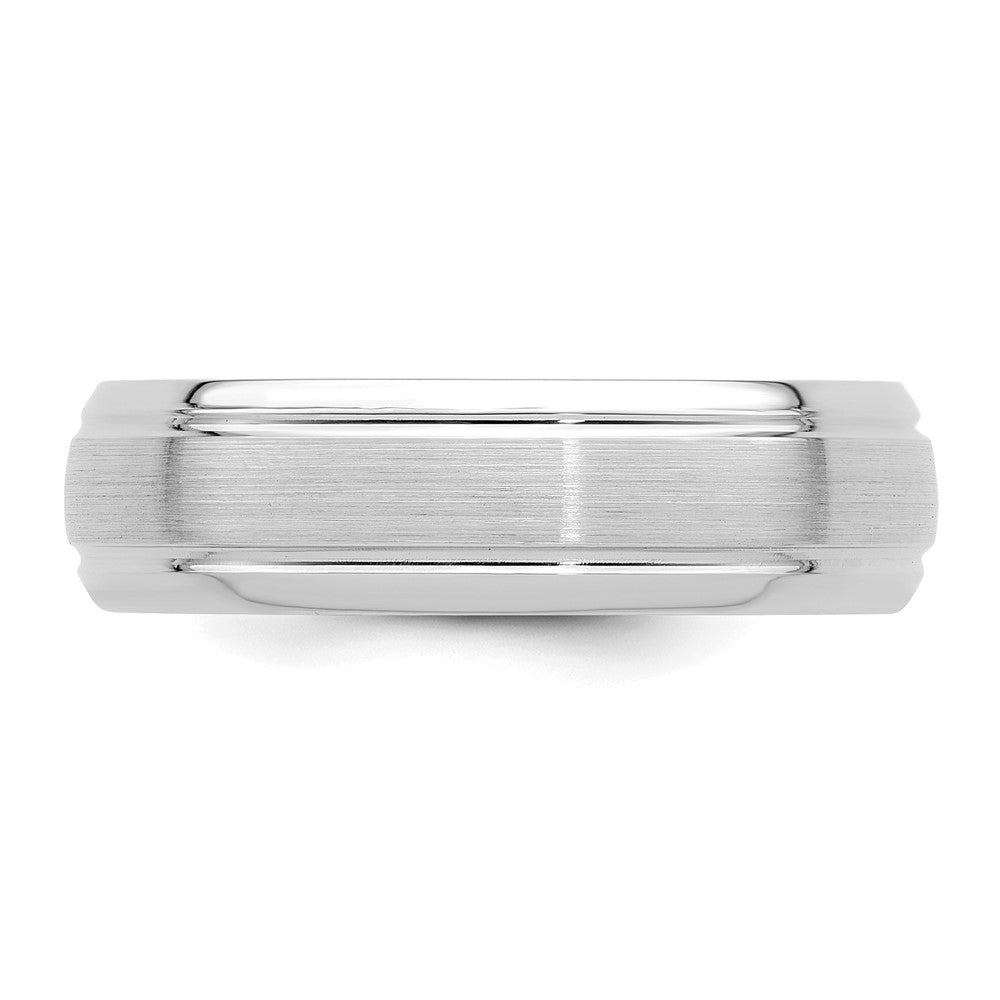 14k White Gold Heavy Comfort Fit Brush Satin Fancy Band
