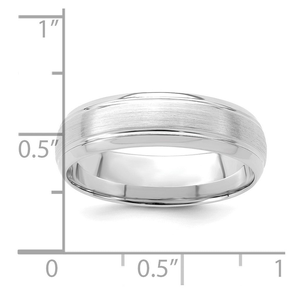 14k White Gold Light Comfort Fit Brush Satin Fancy Band