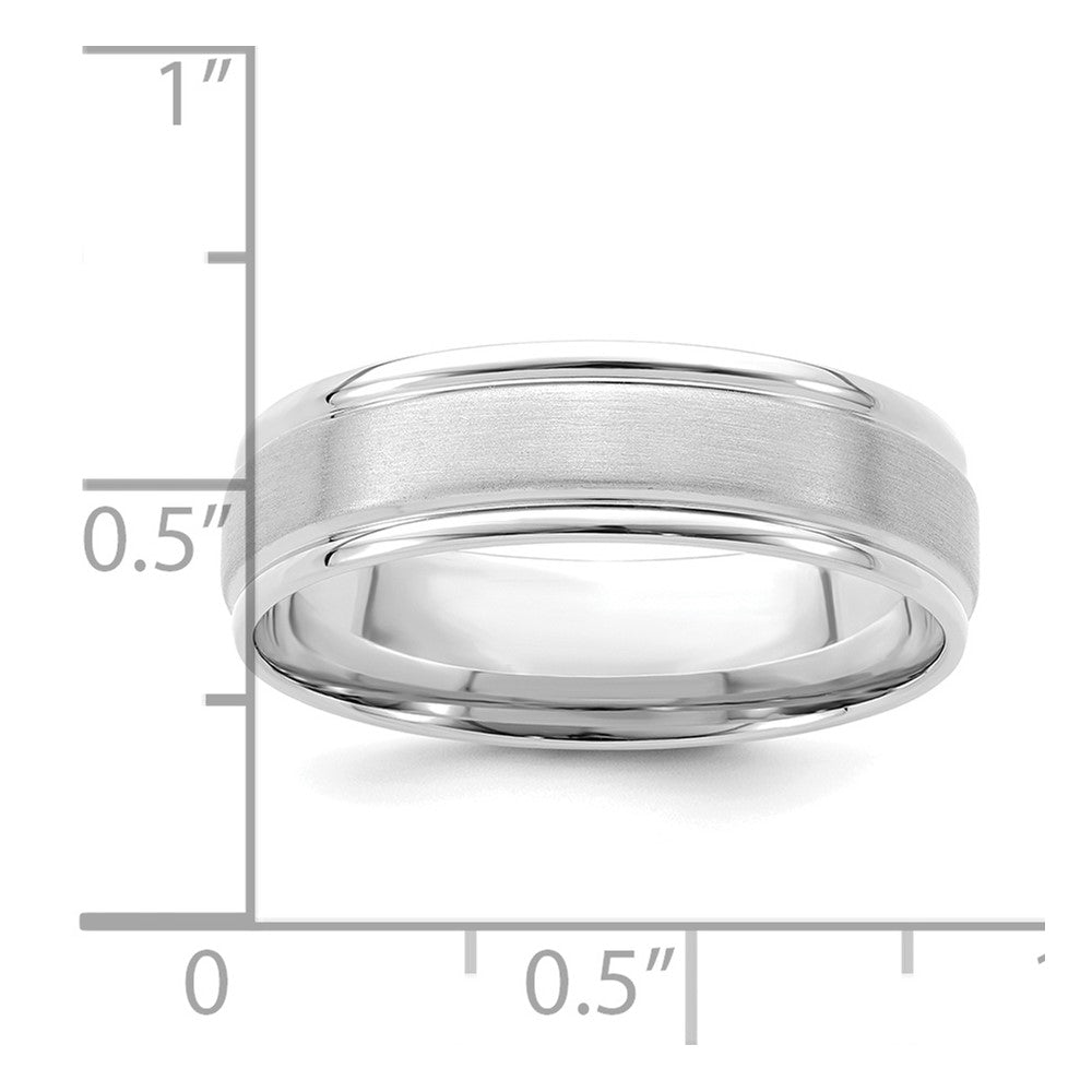 14k White Gold Heavy Comfort Fit Brush Satin Fancy Band