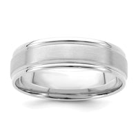 14k White Gold Light Comfort Fit Brush Satin Fancy Band