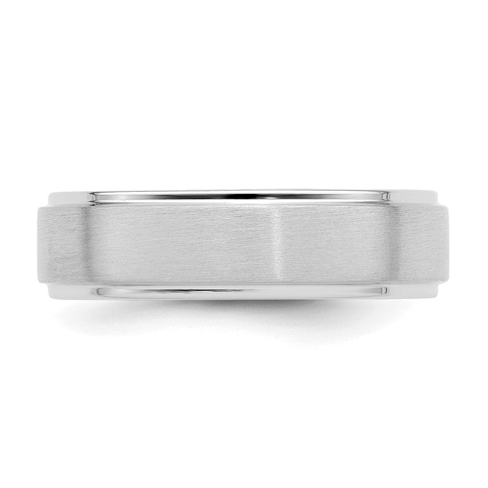 14k White Gold Heavy Comfort Fit Brush Satin Fancy Band