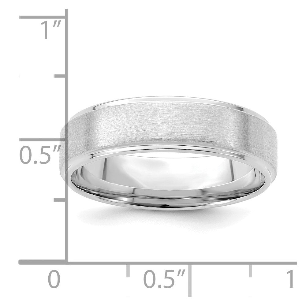 14k White Gold Standard Comfort Fit Brush Satin Fancy Band