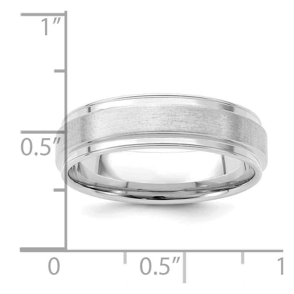 14k White Gold Standard Comfort Fit Brush Satin Fancy Band