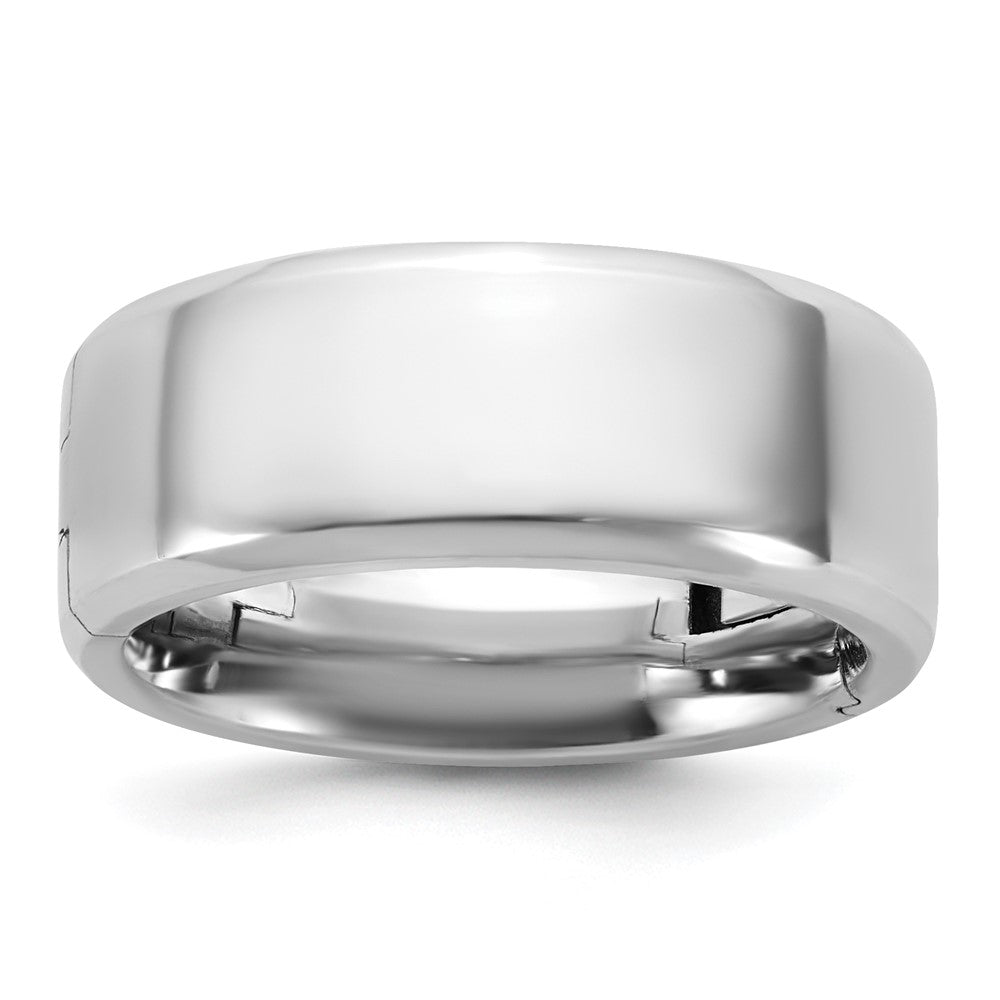 14kw CLIQ 8mm Hinged Beveled Edge Wedding Band Size 5.5