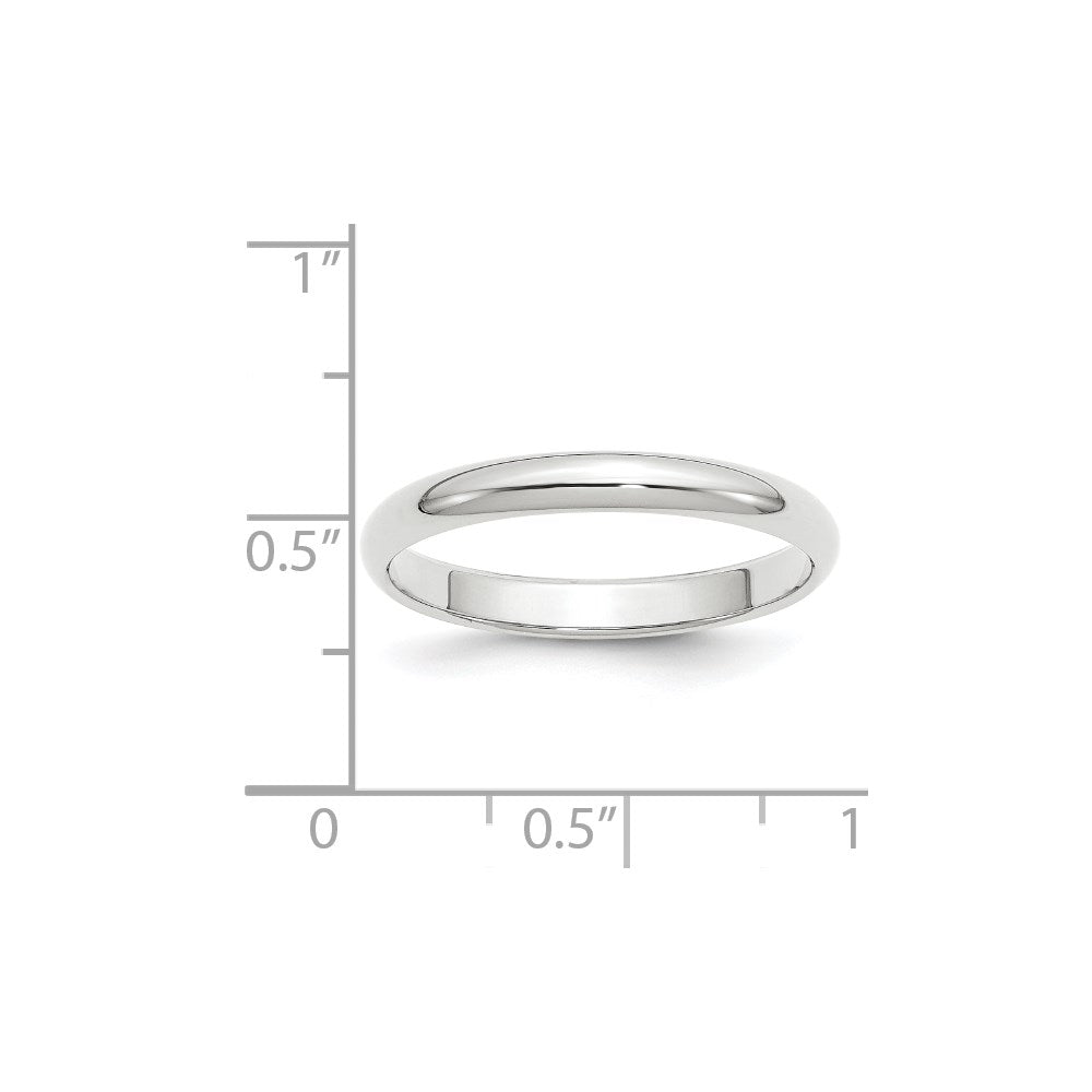 14KW 3mm Half-Round Wedding Band Size 10