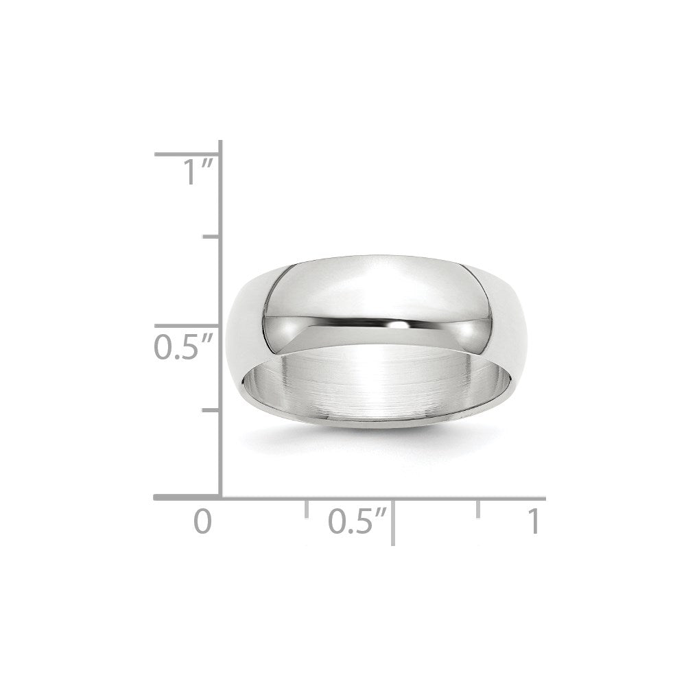 14KW 7mm Half-Round Wedding Band Size 8