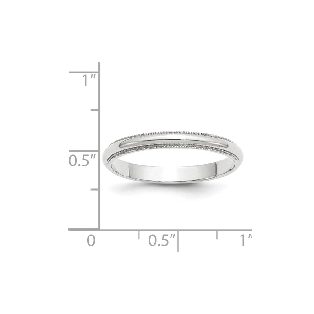 14KW 3mm Milgrain Half Round Band Size 8.5