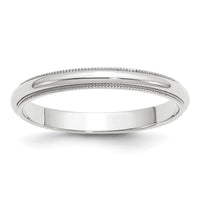 14KW 3mm Milgrain Half Round Band Size 9.5