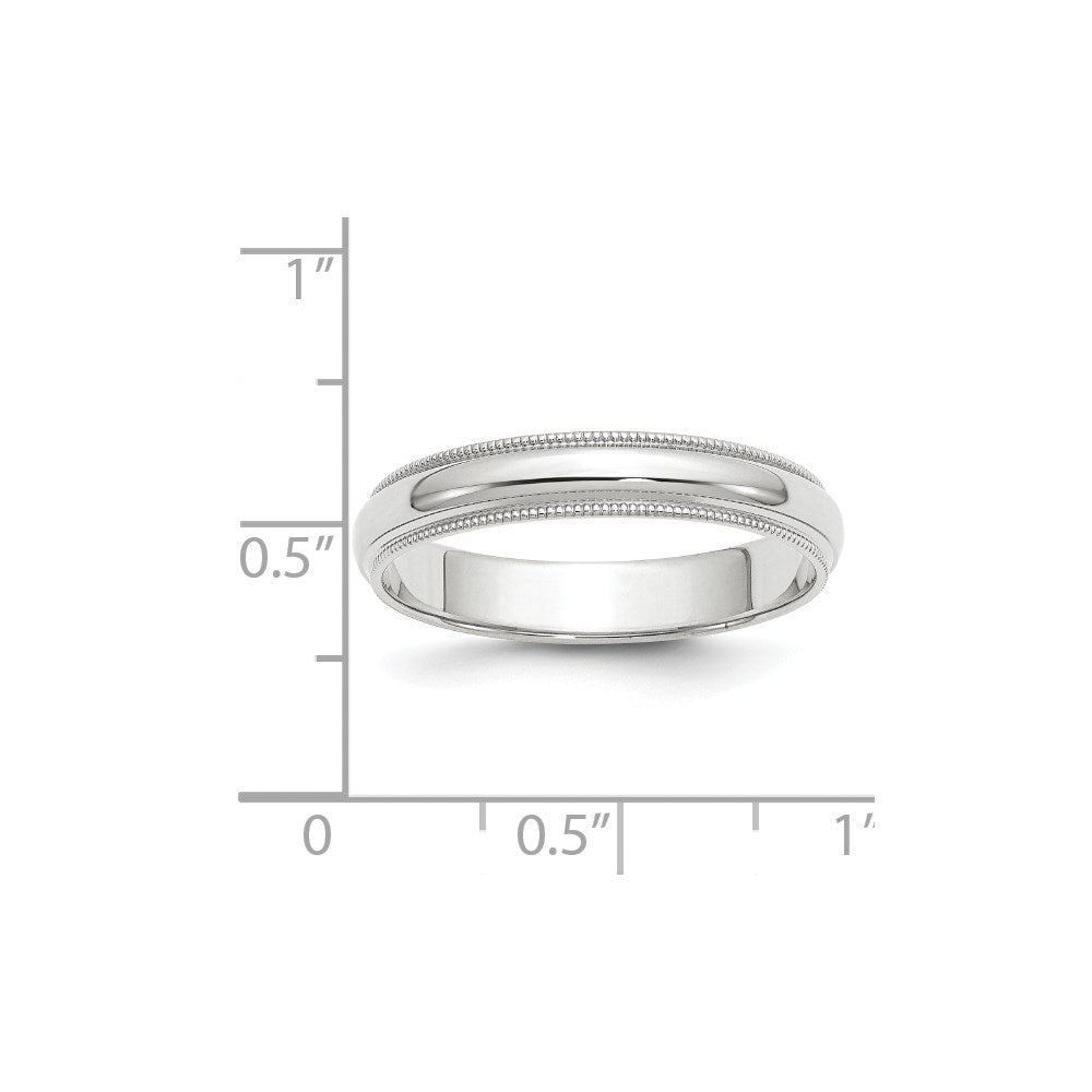 14KW 4mm Milgrain Half Round Band Size 8.5