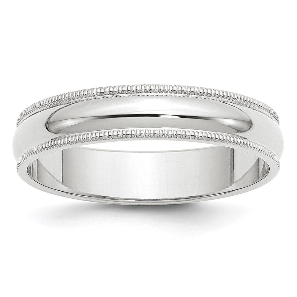 14KW 5mm Milgrain Half Round Band Size 8.5