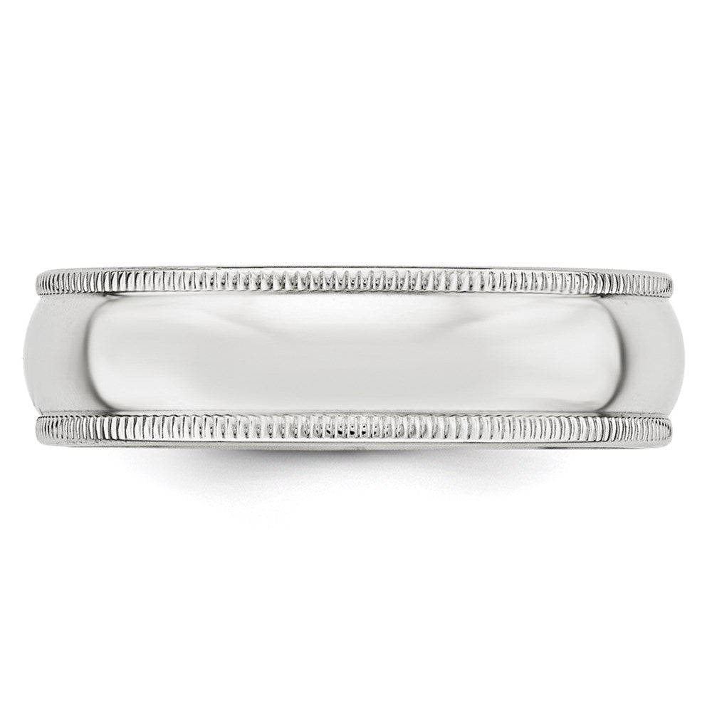 14KW 6mm Milgrain Half Round Band Size 8.5