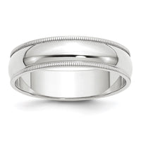 14KW 6mm Milgrain Half Round Band Size 5.5