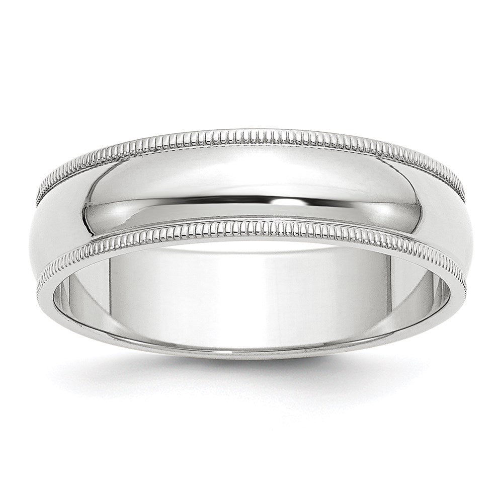 14KW 6mm Milgrain Half Round Band Size 8.5