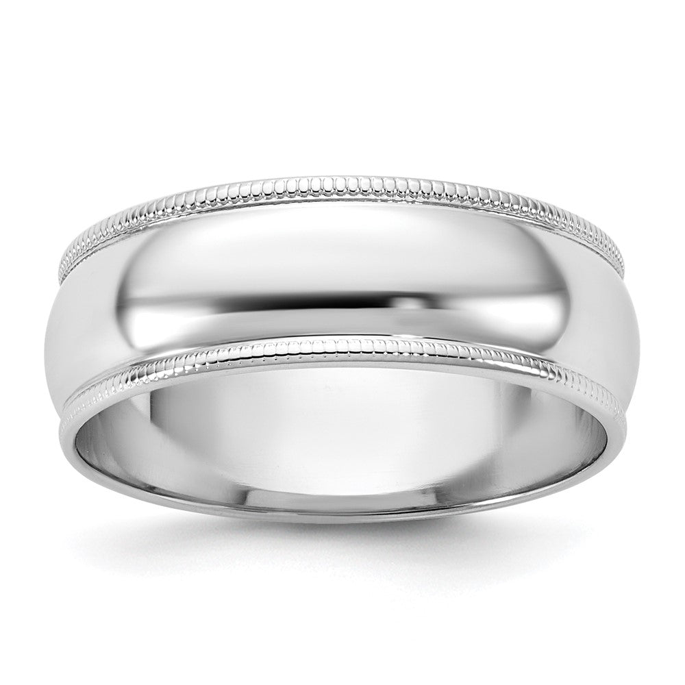 10KW 6.5mm Milgrain Half Round Band Size 8.5
