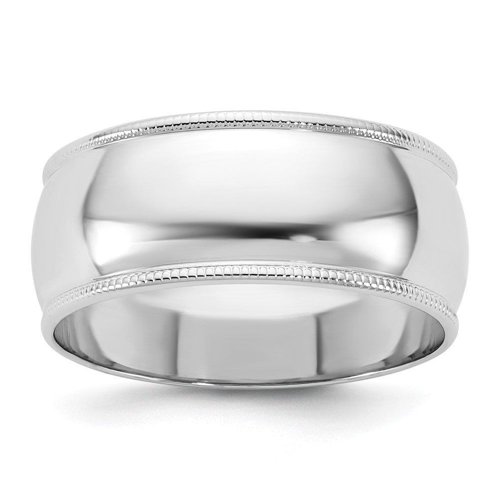 10KW 8mm Milgrain Half Round Band Size 8.5