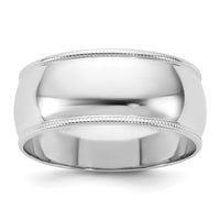 10KW 8mm Milgrain Half Round Band Size 10.5