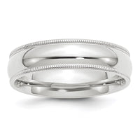 10KW 6mm Milgrain Comfort Fit Band Size 8