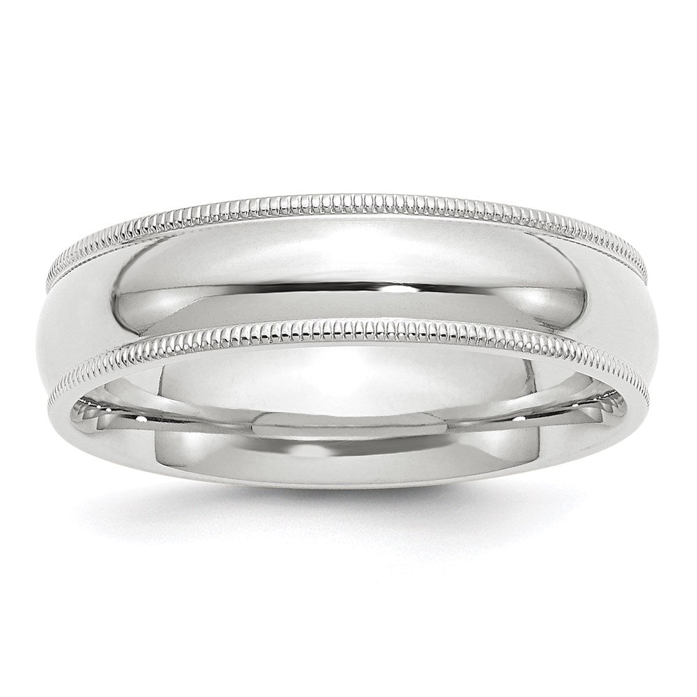 14KW 6mm Milgrain Comfort Fit Band Size 8