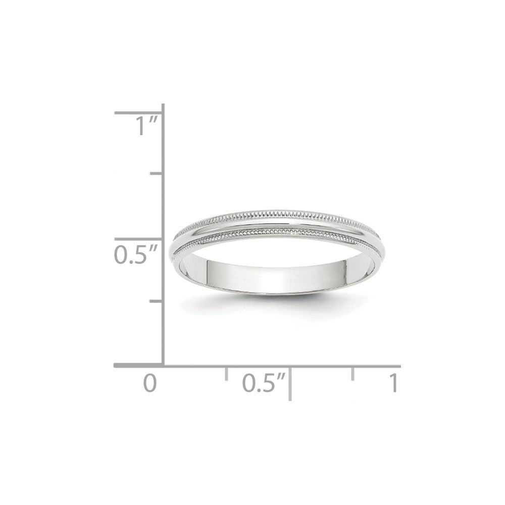 14KW 3mm LTW Milgrain Half Round Band Size 7