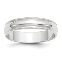 10KW 5mm LTW Milgrain Half Round Band Size 10.5