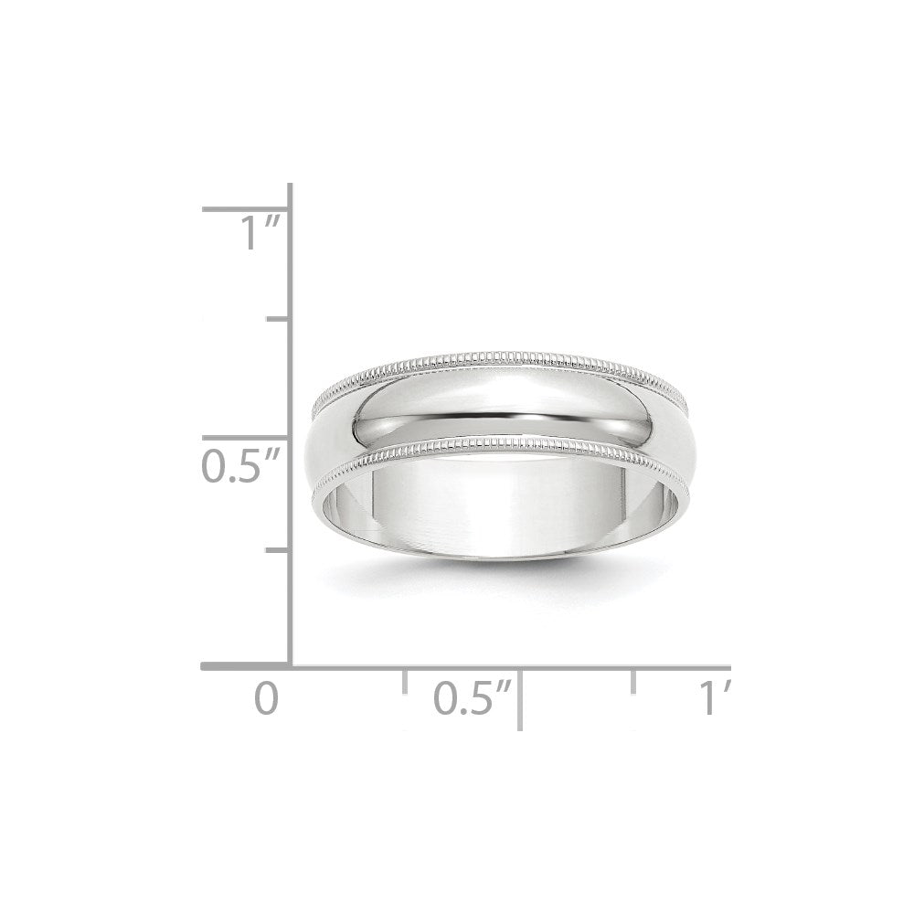 10KW 6mm LTW Milgrain Half Round Band Size 13.5