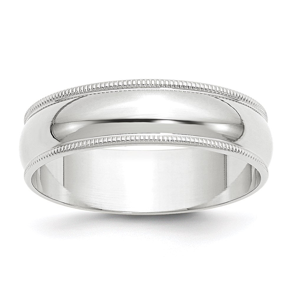 10KW 6mm LTW Milgrain Half Round Band Size 10.5