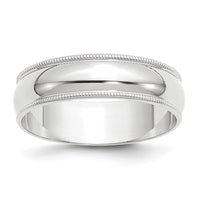 14KW 6mm LTW Milgrain Half Round Band Size 11.5