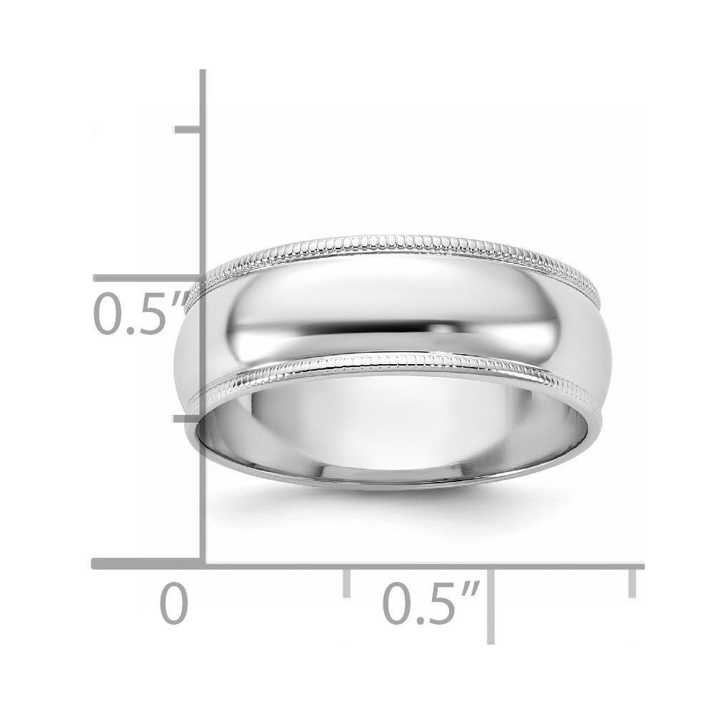 10KW 6.5mm LTW Milgrain Half Round Band Size 8.5