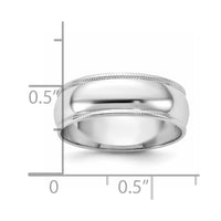 10KW 6.5mm LTW Milgrain Half Round Band Size 9