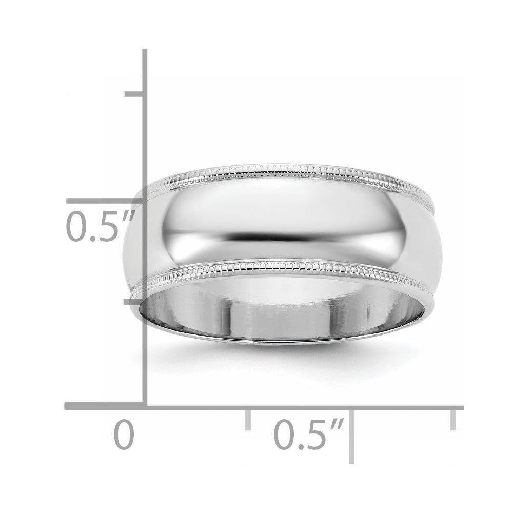 14KW 7mm LTW Milgrain Half Round Band Size 7