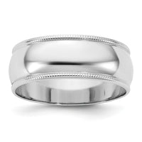 10KW 7mm LTW Milgrain Half Round Band Size 7