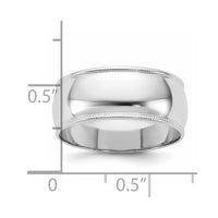 10KW 8mm LTW Milgrain Half Round Band Size 12
