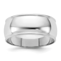 10KW 8mm LTW Milgrain Half Round Band Size 12