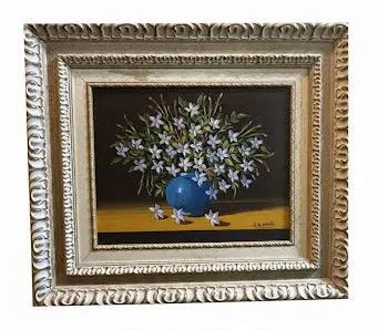 Ornate Urn Table Lamp, Traditional lamp with a crackled finish body, ornate metal base, and a shade still in protective plastic. Approx. 29" x 19"