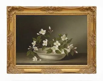 Girl with Doll, Tapestry-style portrait of a young girl in a bonnet hugging a cloth doll