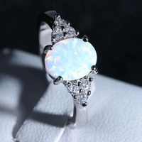 White Opal Love Heart Cutout Promise Ring Sterling Silver Jewelry Size 7 w/Box ABC Jewelery