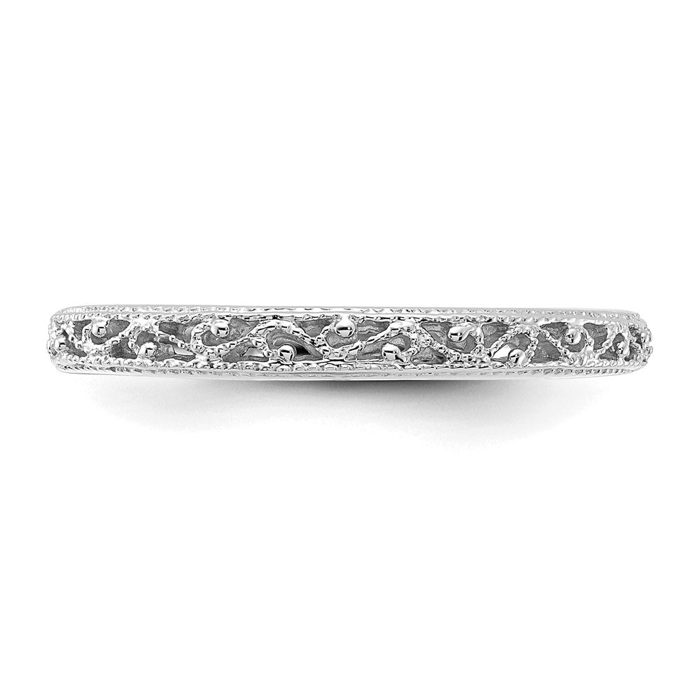 14k White Gold Filigree Band