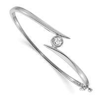 14k White Gold 1/2ct Lab Grown Diamond VS/SI+ G+ Comp Bangle Bracelet