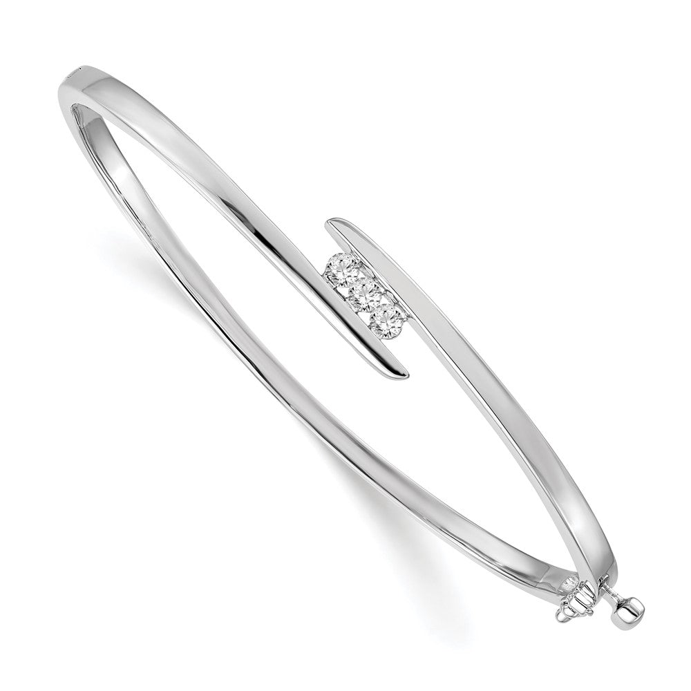 14k White Gold 1/3ct Lab Grown Diamond VS/SI G+ Comp Bangle Bracelet